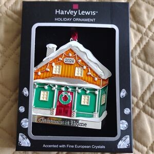 3/$20 Harvey Lewis Holiday Ornament - Green and Orange House 2024 Year